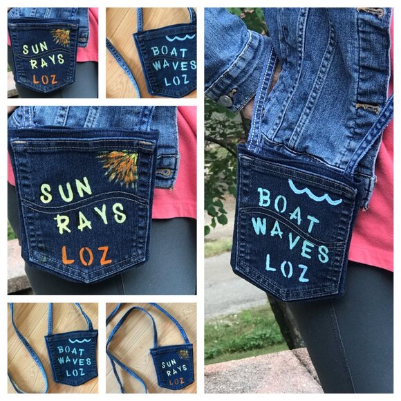 Handmade Crossbody Bag: Recycled Denim Lake of the Ozarks Cell Phone Jean Purse - Picture 11 of 11